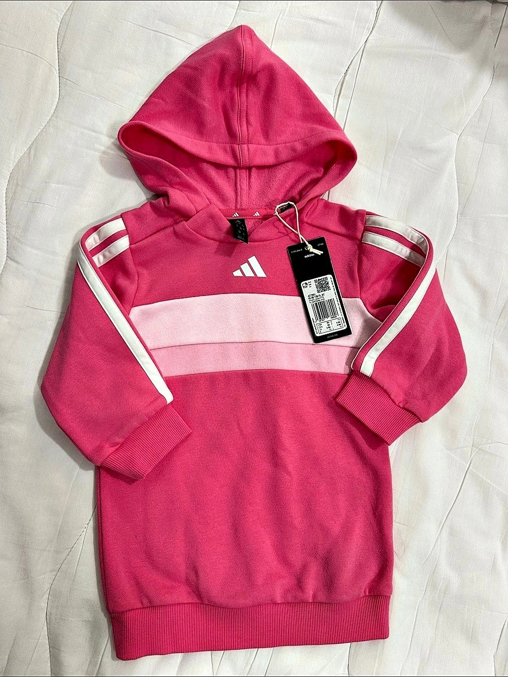 adidas Girls Pink Color Block Hoodie Size 6-9 months NWT